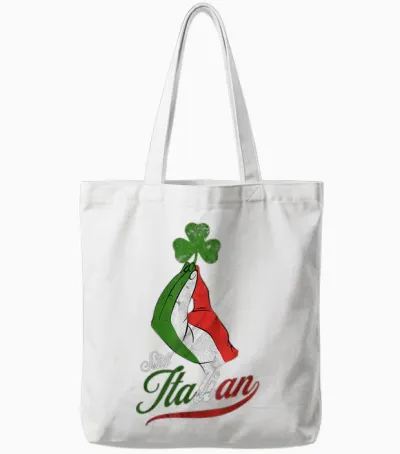 Funny Still Italian Shamrocks Hand Clover St Patricks Day Tote Bags - White
