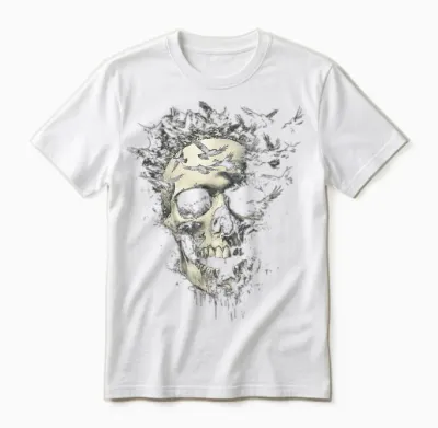 Schmelzender Totenkopf Mit Raben - Gothic Horror Kunst Geschenke Unisex T-Shirt - White