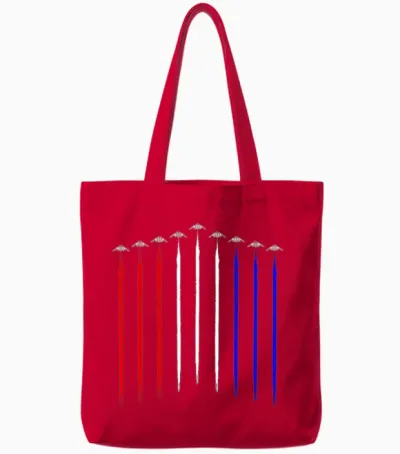 B-2 Bomber Squadron Contrails American Flag B2 Tote Bags - Red