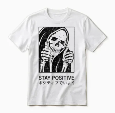 Streetwear Retro Vintage Fashion Damen Herren Schädel Skull Unisex T-Shirt - White