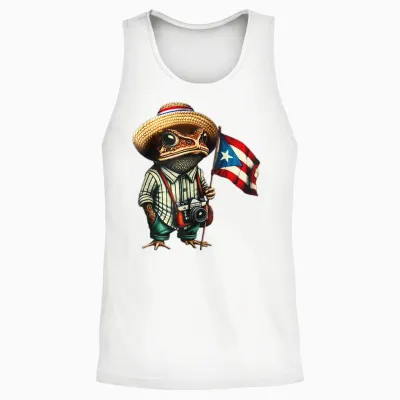 Coqui Frog Puerto Rico Puerto Rican Flag Taino Boricua Unisex Tank Top - White