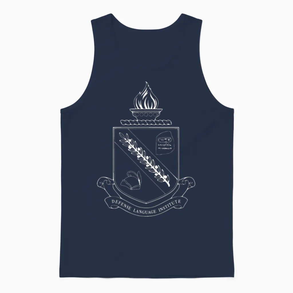 Dliflc Defense Language Institute All White Crest Unisex Tank Top in Navy
