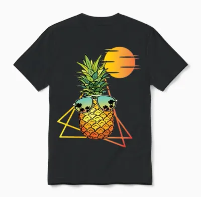 80's Retro Pineapple Unisex T-Shirt - Black