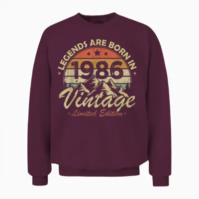 Legends Are Born in 1986 Birthday Gift 40 Years Unisex Sweatshirt - Maroon