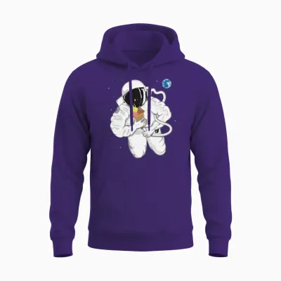 Astronaut with Ice Cream Cone Unisex Hoodie - Purple