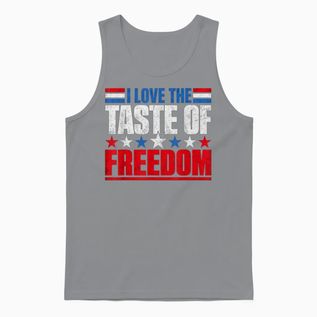 I Love the Taste of Freedom Couple Matching Patriotic Fourth Unisex Tank Top in Sport Grey