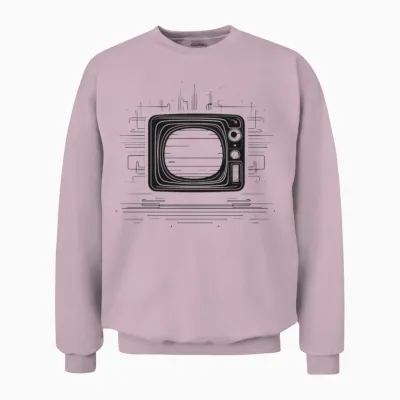 Retro Tv Drawing Unisex Sweatshirt - Light Pink