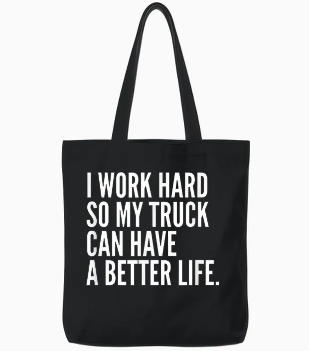 Funny Truck Owner Gift | Pickup Truck Driver Enthusiast Tote Bags in Black
