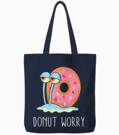 Spongebob Schwammkopf Donut Worry Gary Tote Bags - Navy