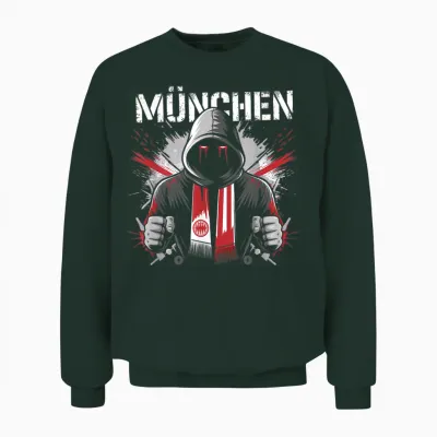 Munich Gift Men's Women's Munich Bayern Hooligan T-Shirt, Black Unisex Sweatshirt - Forest