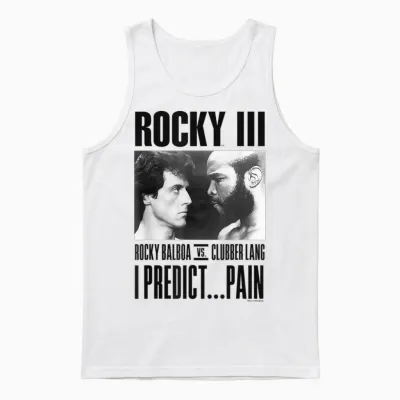 Rocky Iii I Predict Pain Rocky vs Clubber Lang Panel T-Shirt, Grey, S Unisex Tank Top - White