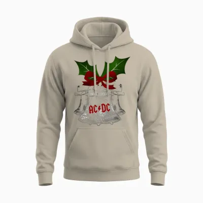 Official Ac/dc Hells Bells Christmas Merch for Music Fans Unisex Hoodie - Sand