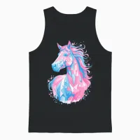Sweet Horse Design - Colorful Horse Silhouette Unisex Tank Top in Black - 1