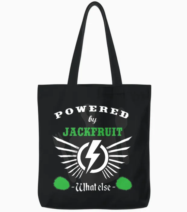 Powered by Jackfruit Tote Bags in Black