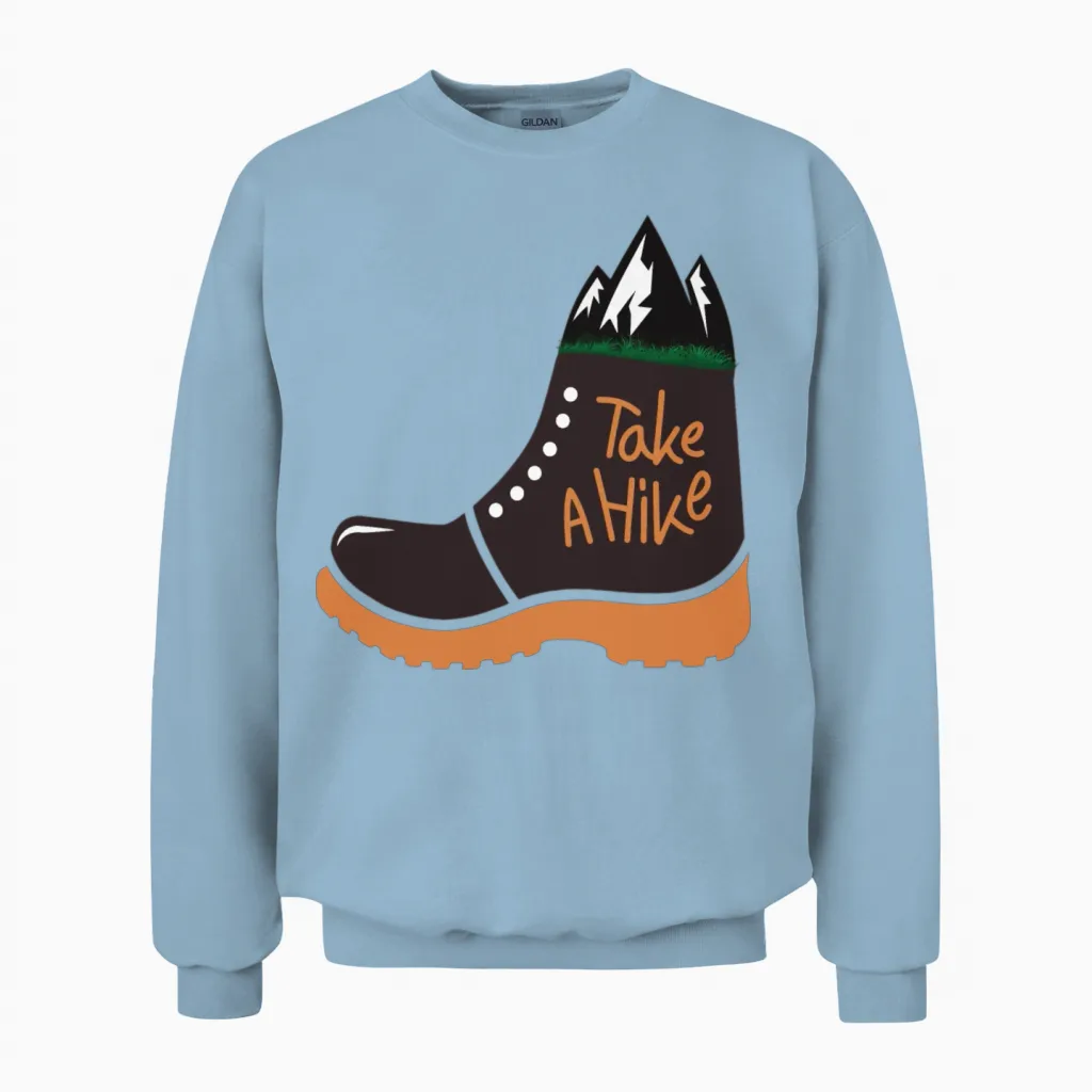 Take a Hike Hiking & Outdoors Gift Unisex Sweatshirt in Light Blue