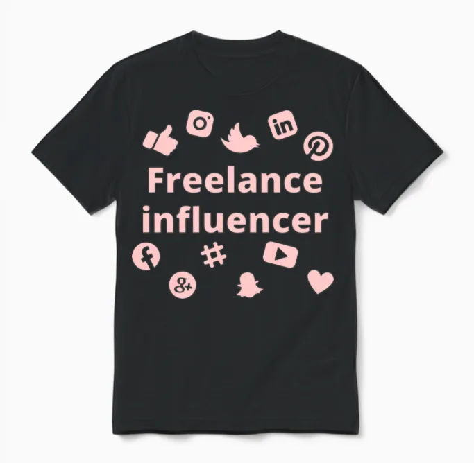Freelance Influencer on Social Media Unisex T-Shirt in Black