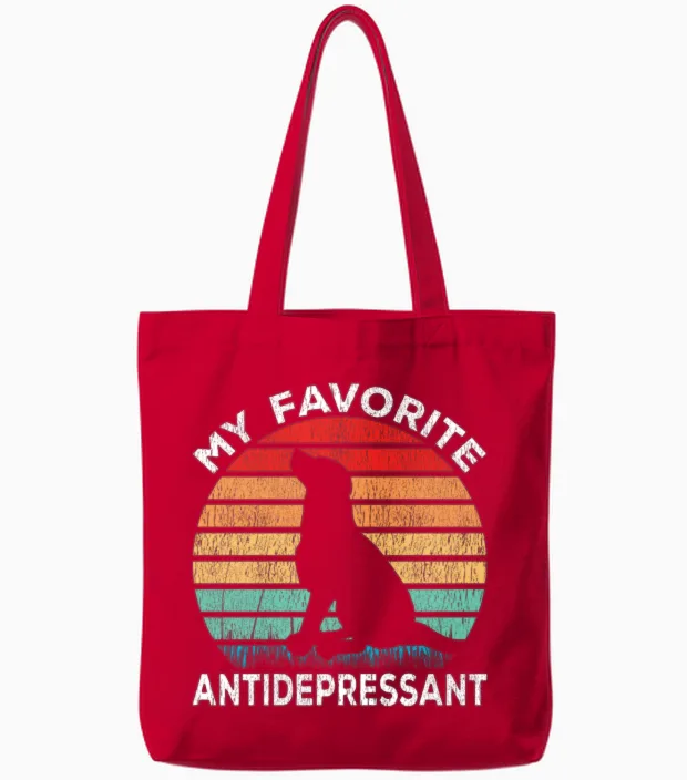 Dog Antidepressant - Dog Lover Funny Tote Bags in Red
