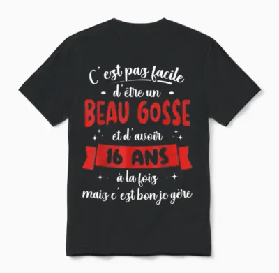 16 Years Birthday Gift Boy Beautiful Kid Gift Idea T-Shirt, Black Unisex T-Shirt - Black