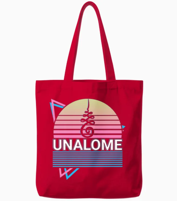 Unalome Retro Tote Bags in Red
