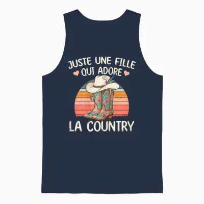 Women's Country T-Shirt a Girl Who Adore La Danse Country Unisex Tank Top - Navy
