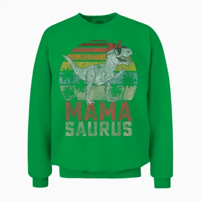 Mamasaurus T Rex Dinosaur Mama Saurus Family Matching Women Unisex Sweatshirt - Irish Green