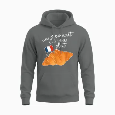 Un Croissant S'il Vous Plait France Amoureux Drapeau Français Unisex Hoodie - Graphite Heather