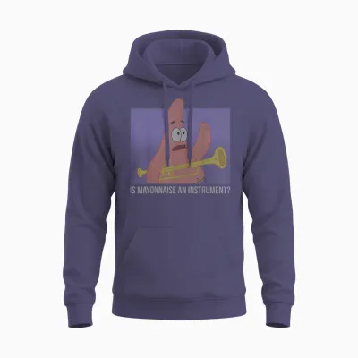 Spongebob Squarepants Patrick Is Mayonnaise an Instrument T-Shirt Small Unisex Hoodie - Heather Sport Dark Navy