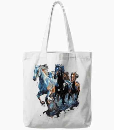 Horses Tote Bags - White
