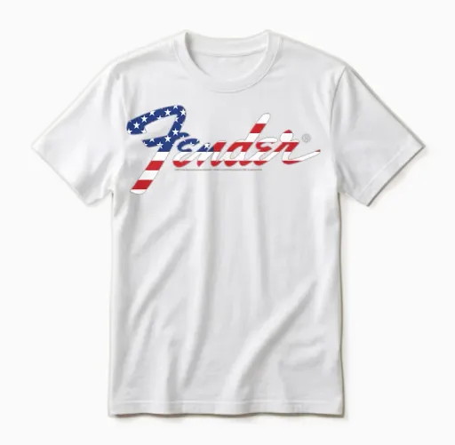 Fender American Flag Fill Logo Unisex T-Shirt - White