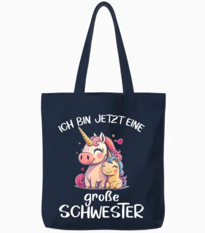 Ich Bin Jetzt Eine Große Schwester Unicorn Sun Girls' Tote Bags - Navy
