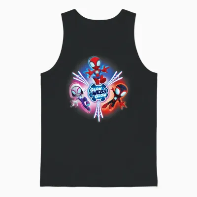 Marvel Spidey and His Amazing Friends Glow Webs Glow Icon T-Shirt, Black Unisex Tank Top - Black