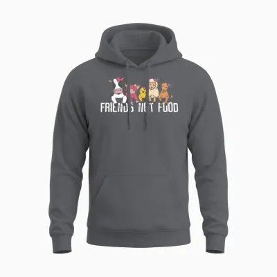 Friends Not Food - Animal Love, Animal Welfare Unisex Hoodie - Charcoal