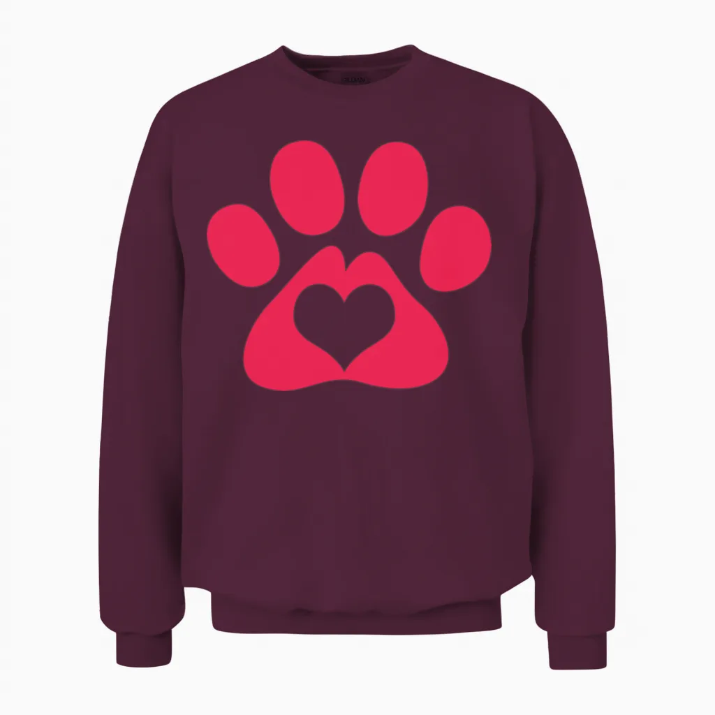 Dog Paw Adopt a Pet Dog Rescue Unisex Sweatshirt in Maroon