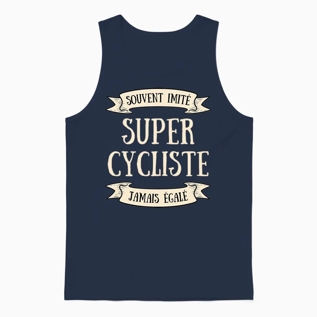 Super Cycliste Imité Humour Idée Cadeau Personnalisé Vélo T-Shirt Haut De Gamme Unisex Tank Top in Navy