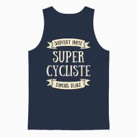 Super Cycliste Imité Humour Idée Cadeau Personnalisé Vélo T-Shirt Haut De Gamme Unisex Tank Top in Navy - 1