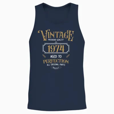 1974 Vintage Birthday Unisex Tank Top - Navy
