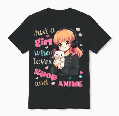 Nur Ein Mädchen, Das Kpop-Anime Liebt, Süße Merchandise-Artikel, Katzen Unisex T-Shirt - Black
