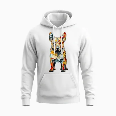 Geometric Dog Unisex Hoodie - White