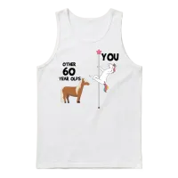 60th Birthday Funny, Unicorn Pole Dancer Unisex Tank Top - White – 1