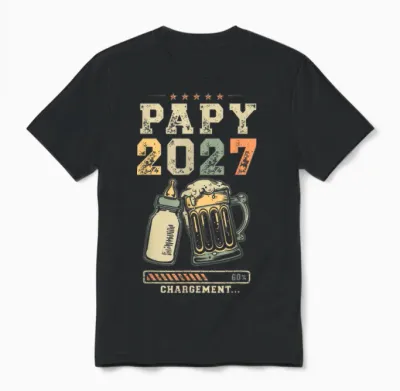 Papy 2027 Chargement Futur Grand Père Annonce Bébé Unisex T-Shirt - Black