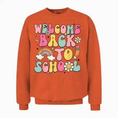 Retro Welcome Back to School Teacher Appreciation Boys Girls Unisex Sweatshirt - Orange