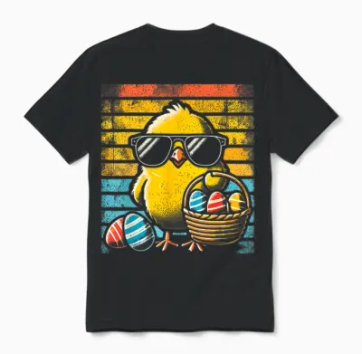 Retro Ostern Küken Männer Frauen Kinder Jungen Mädchen Lustig Ostern Unisex T-Shirt - Black