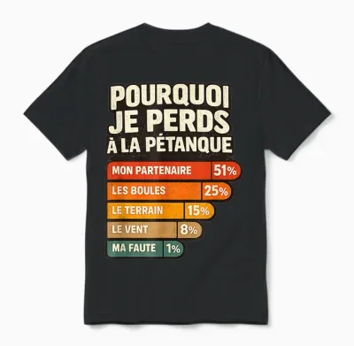 Pourquoi Je Perds à La Pétanque Humour Joueur De Boules Unisex T-Shirt - Black