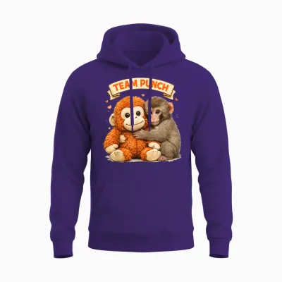 Cute Monkey Punch Panchi Kun Japan Baby Monkey Team Punch Unisex Hoodie - Purple