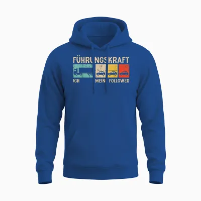 T-Shirt with German Text "führungskraft Fernfahrer Ich Meine Follower", Black Unisex Hoodie - Royal
