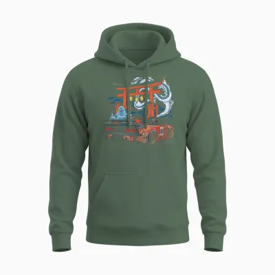 Japanese Car Tshirt Jdm Japan Street Racing Unisex Hoodie - Military Green