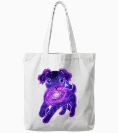 Cosmic Funny Dog Tote Bags - White