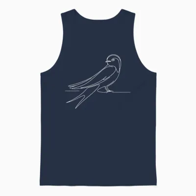 Hirondelle Linéaire Ornithologue T-Shirt Haut De Gamme Unisex Tank Top - Navy