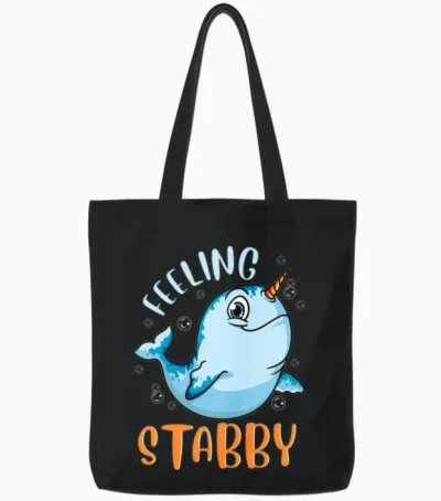 Funny Feeling Stab Tote Bags - Black