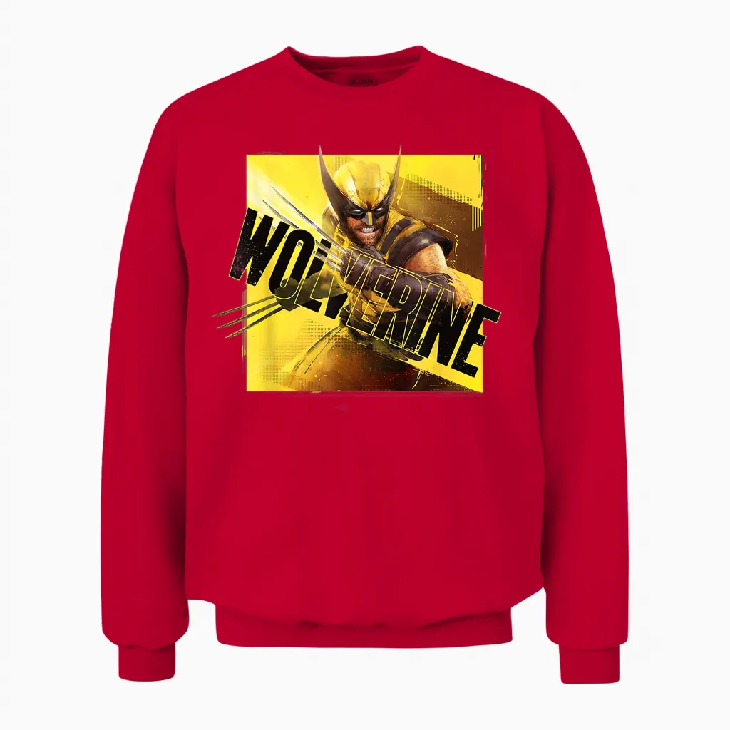 Marvel Wolverine Game Key Art Angled Logo 2026 Video Game Unisex Sweatshirt in Red
